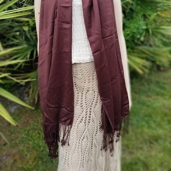 NWOT JONES NEW YORK Brown 100% Cotton Scarf/Wrap - Picture 2 of 10